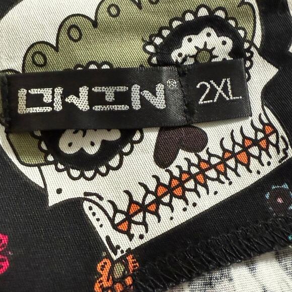 OTEN Sugar Skull Dress Colourful Day Of The Dead Pin Up Rockabilly Sz 2X - Picture 3 of 4